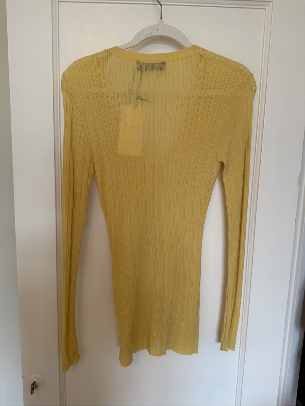 Zara Light Yellow Ribbed Button-Up Cardigan - Picture 3 of 4